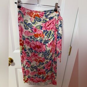 Floral Pink and Blue Wrap Skirt